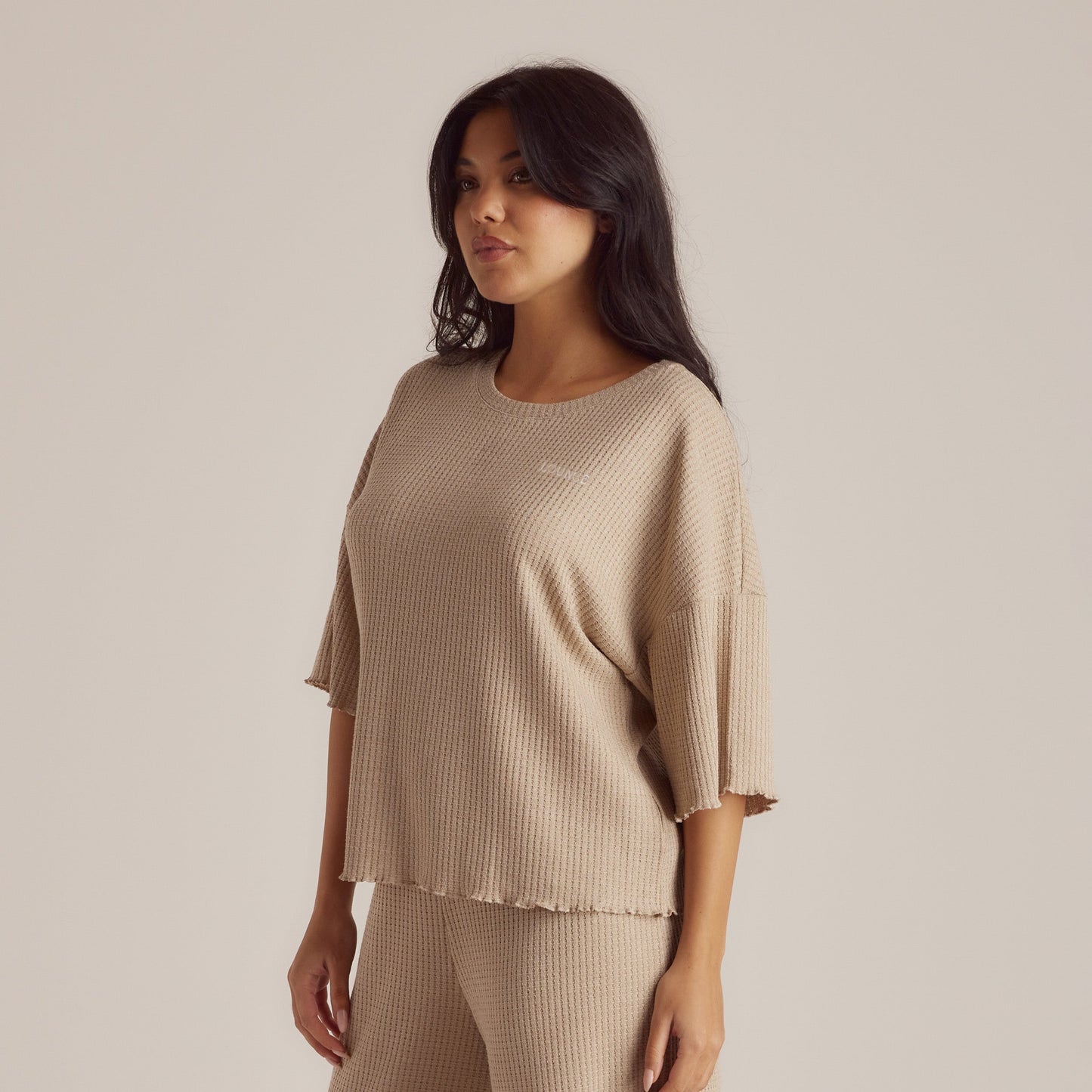 Soft Waffle Pajama Top - Mink