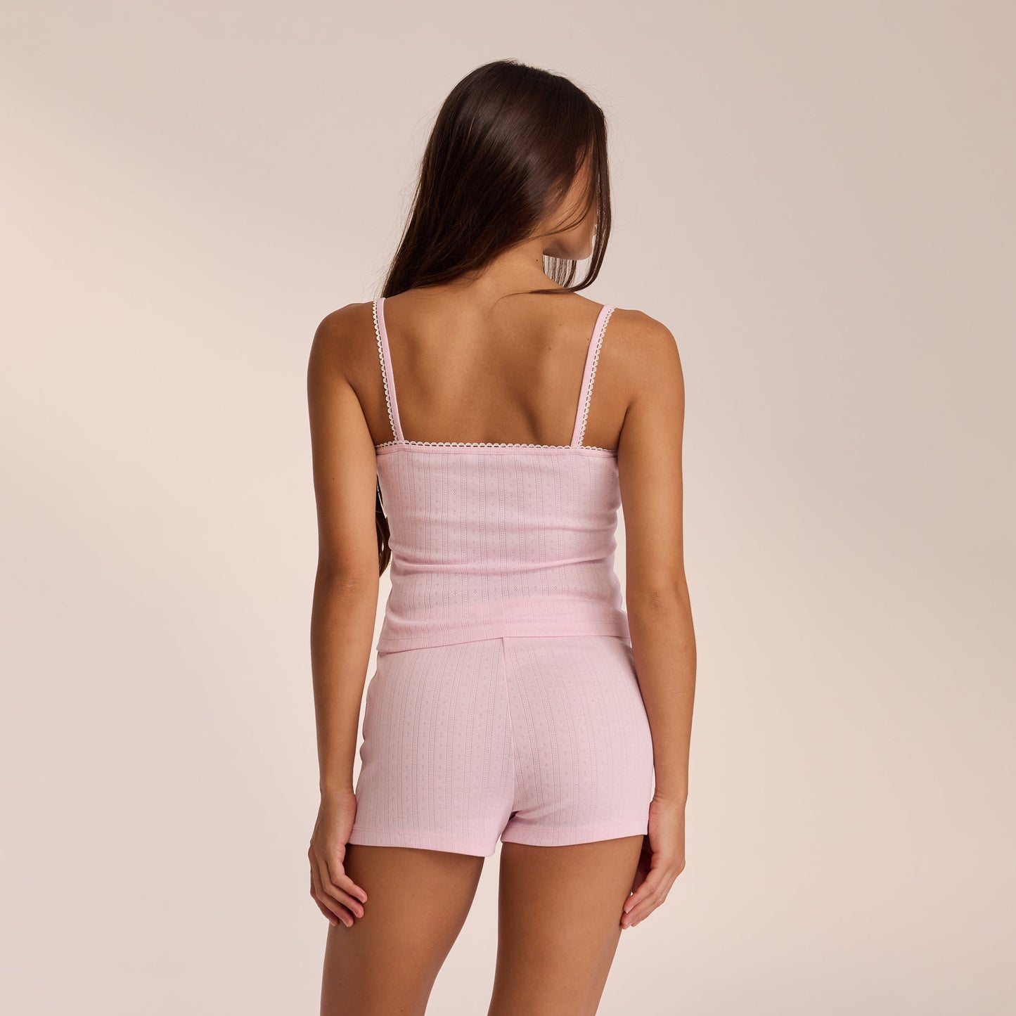 Pointelle Strappy Pajama Top - Pink