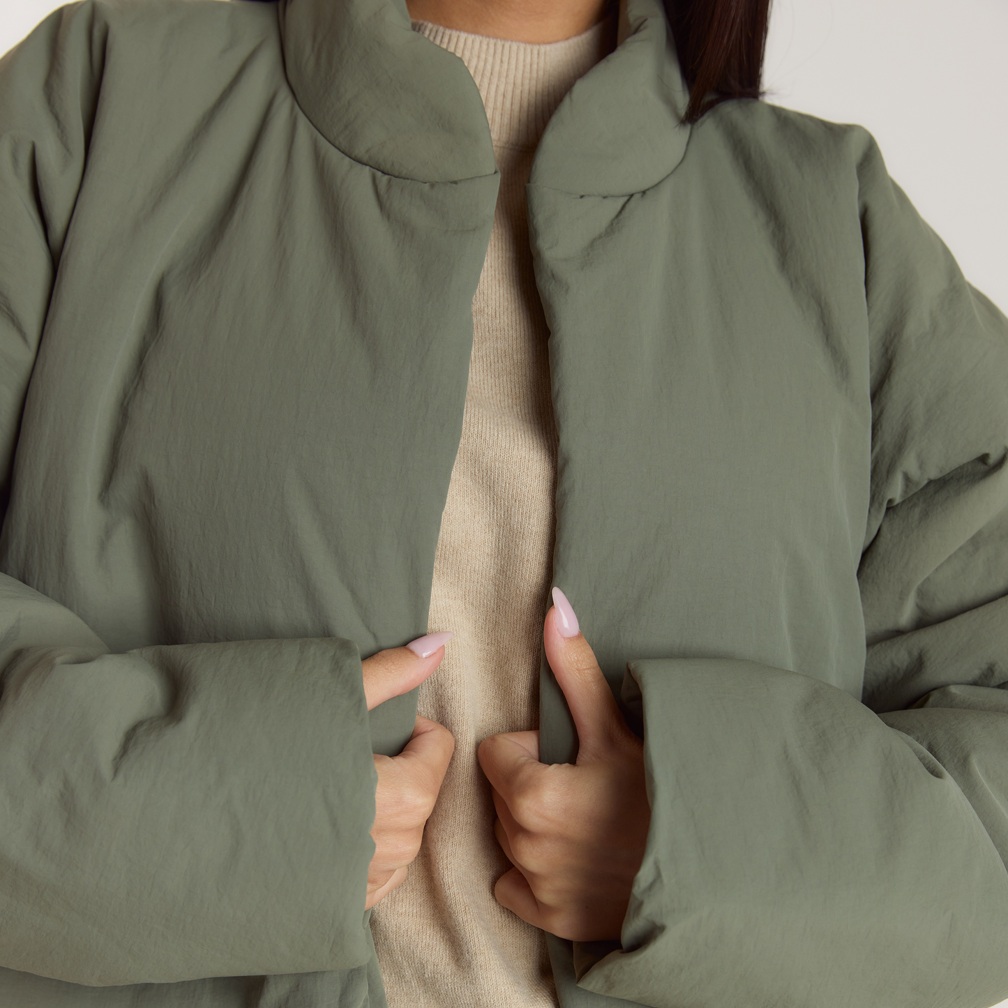 Cocoon Puffer Coat - Sage