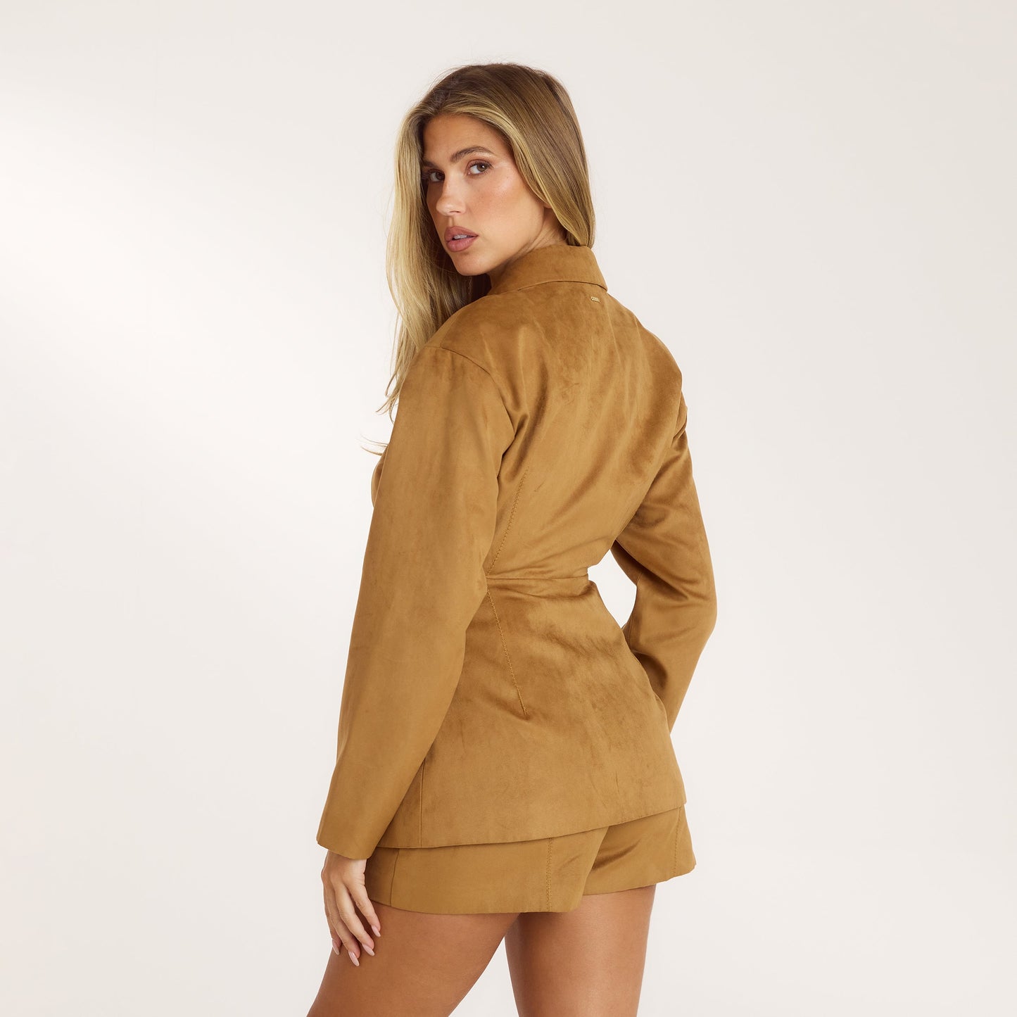 Suedette Blazer - Tan