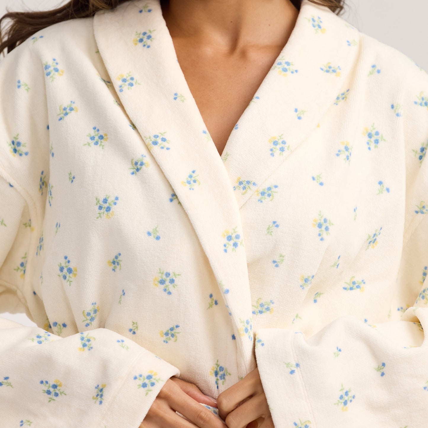 Towelling Bathrobe - Ditsy Floral Print