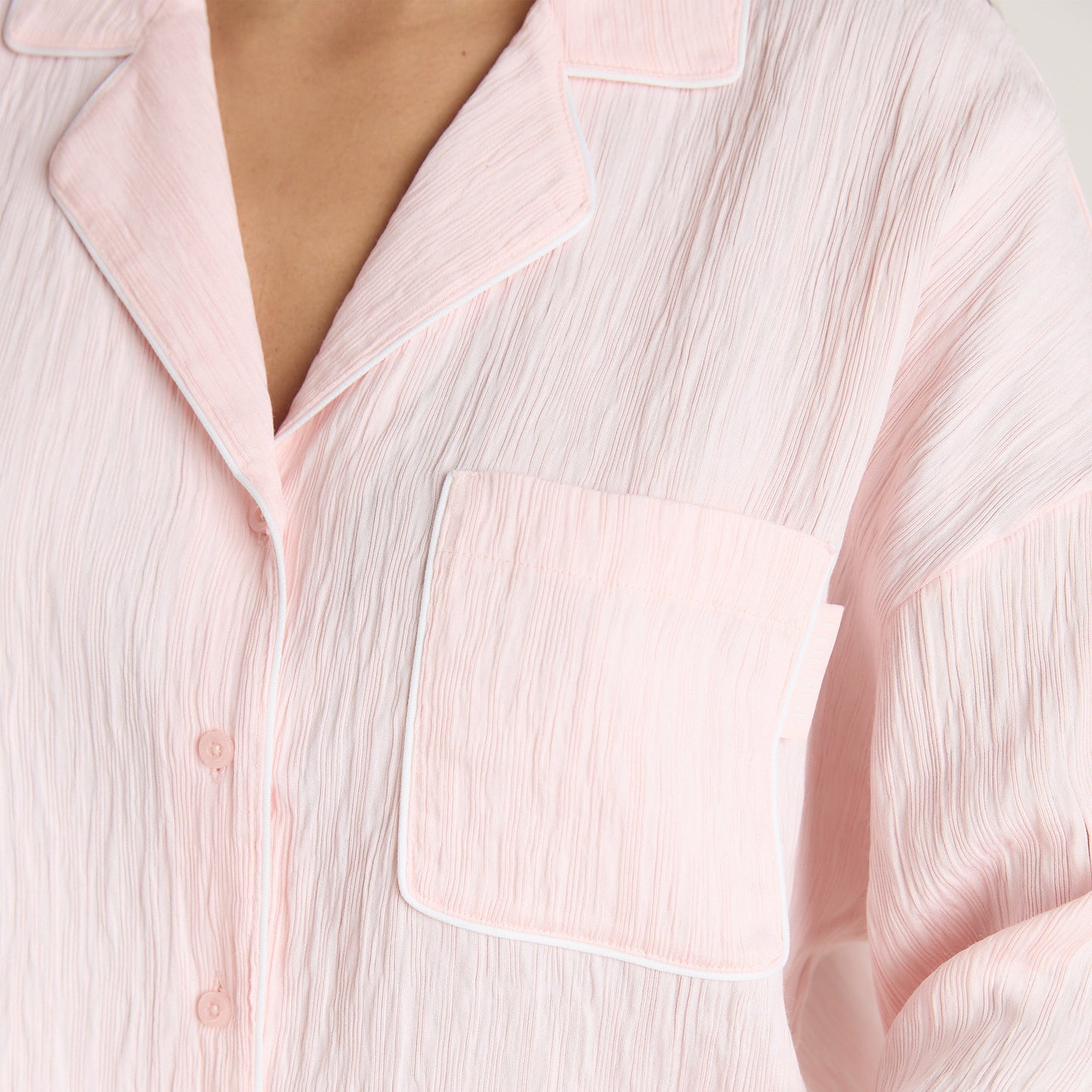 Crinkle Pajama Shirt - Pink