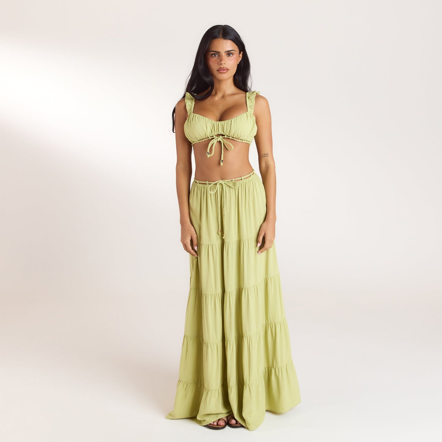Ruched Bralette (Set) - Washed Lime
