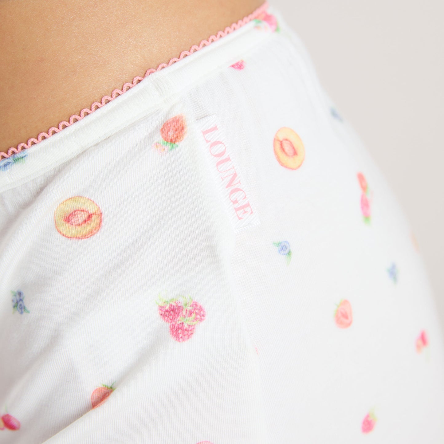Modal Pajama Shorts - White Fruits