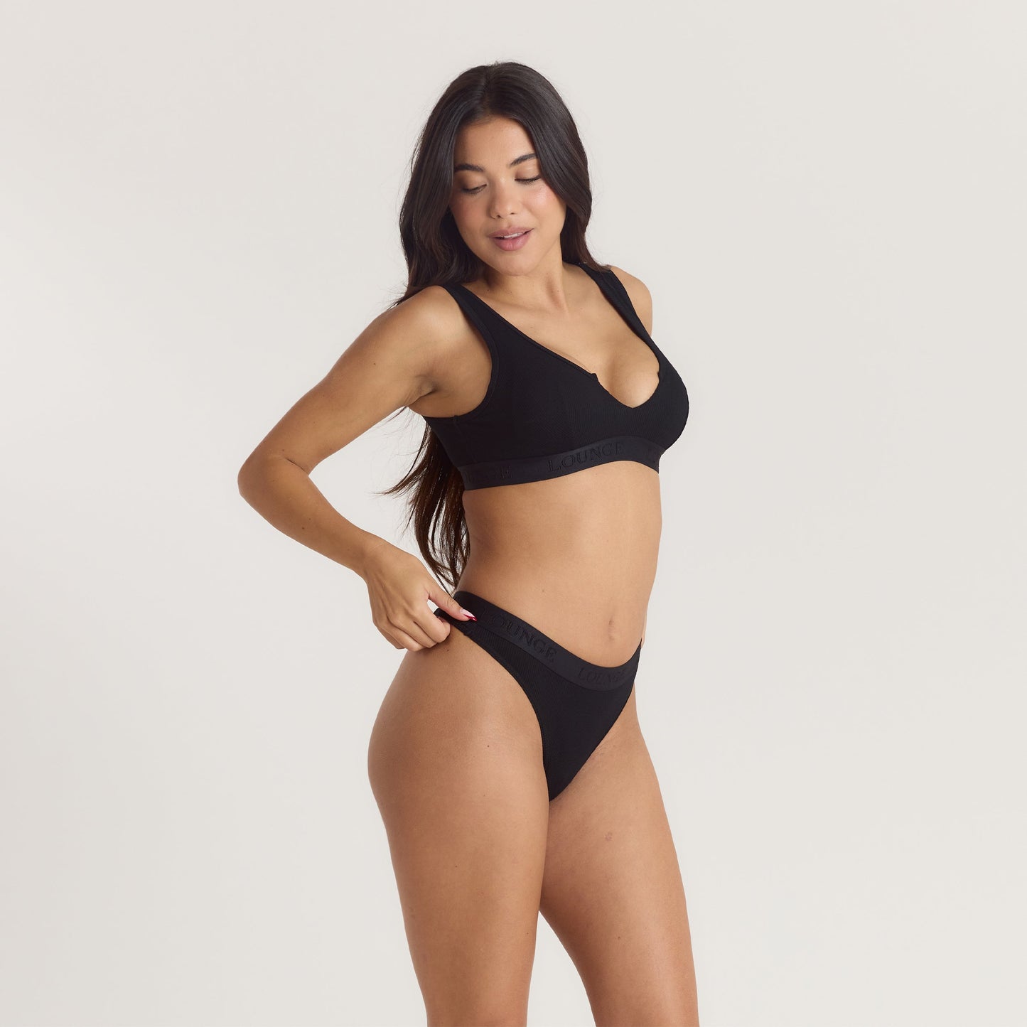 Soft Ribbed Push-Up Bralette - Black
