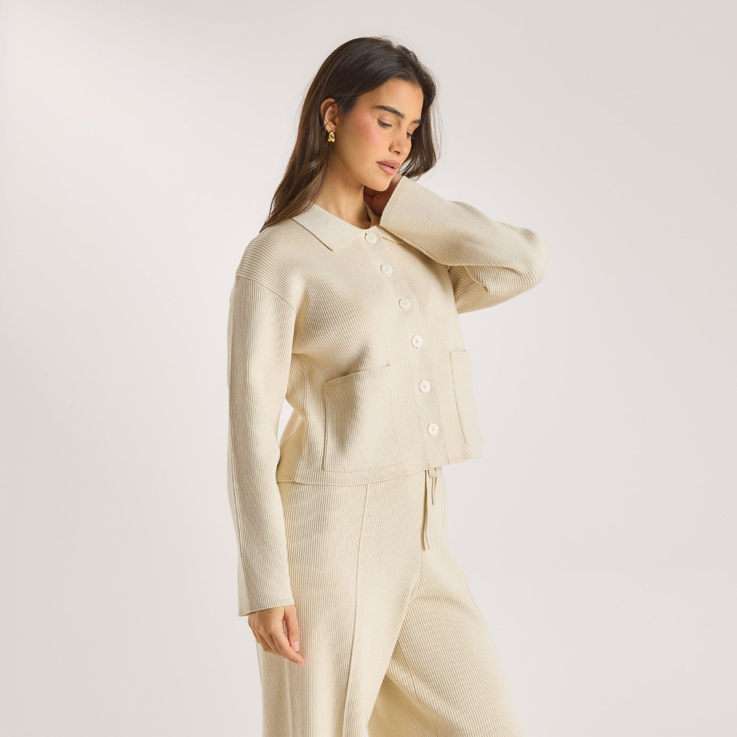 Knitted Oversized Shirt - Cream