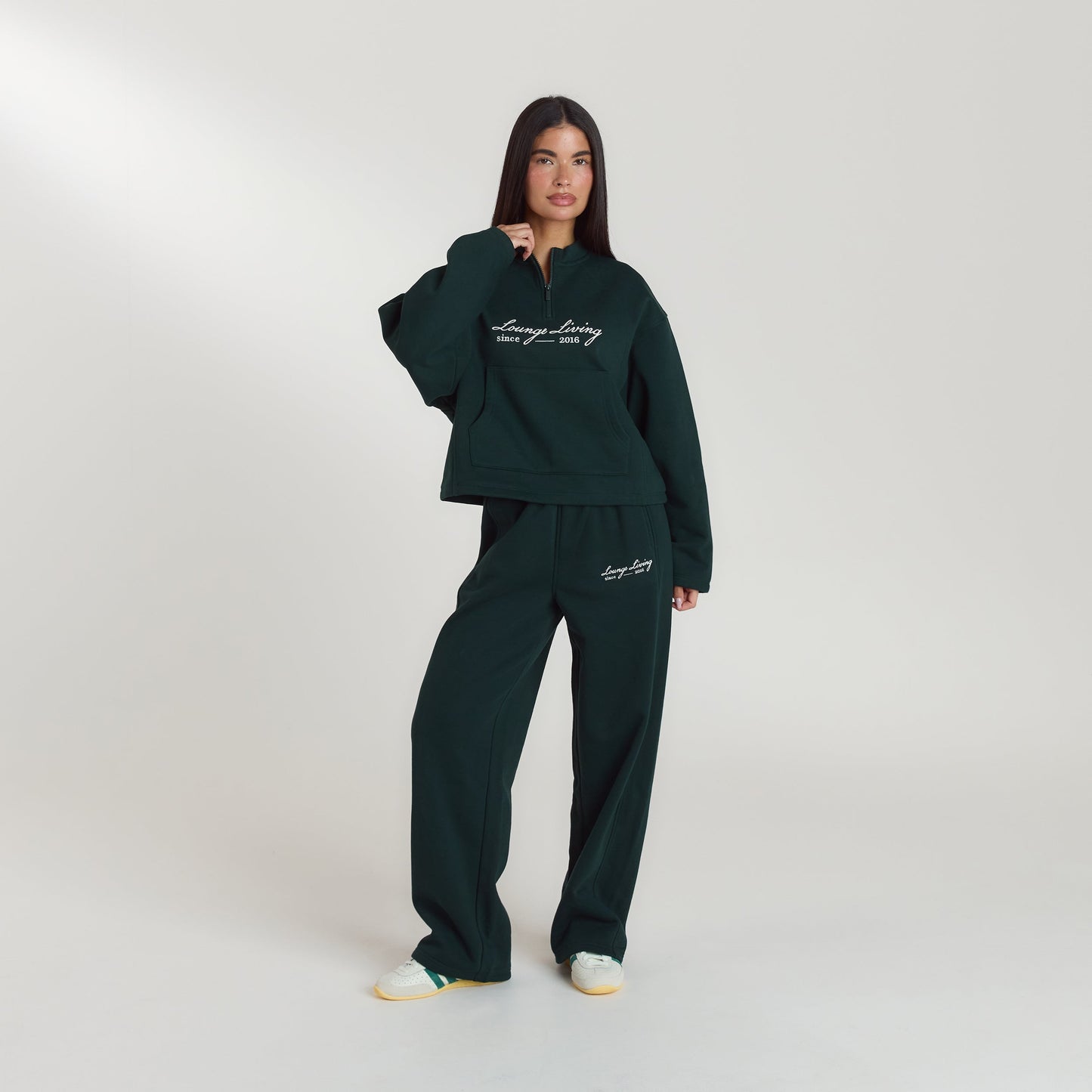 Lounge Living Quarter-Zip Jumper - Forest Green