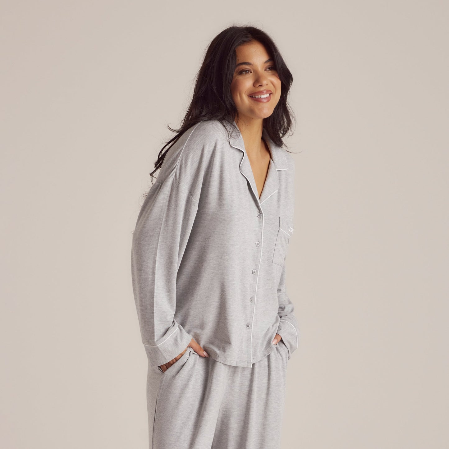 Modal Pajama Shirt - Grey Marl