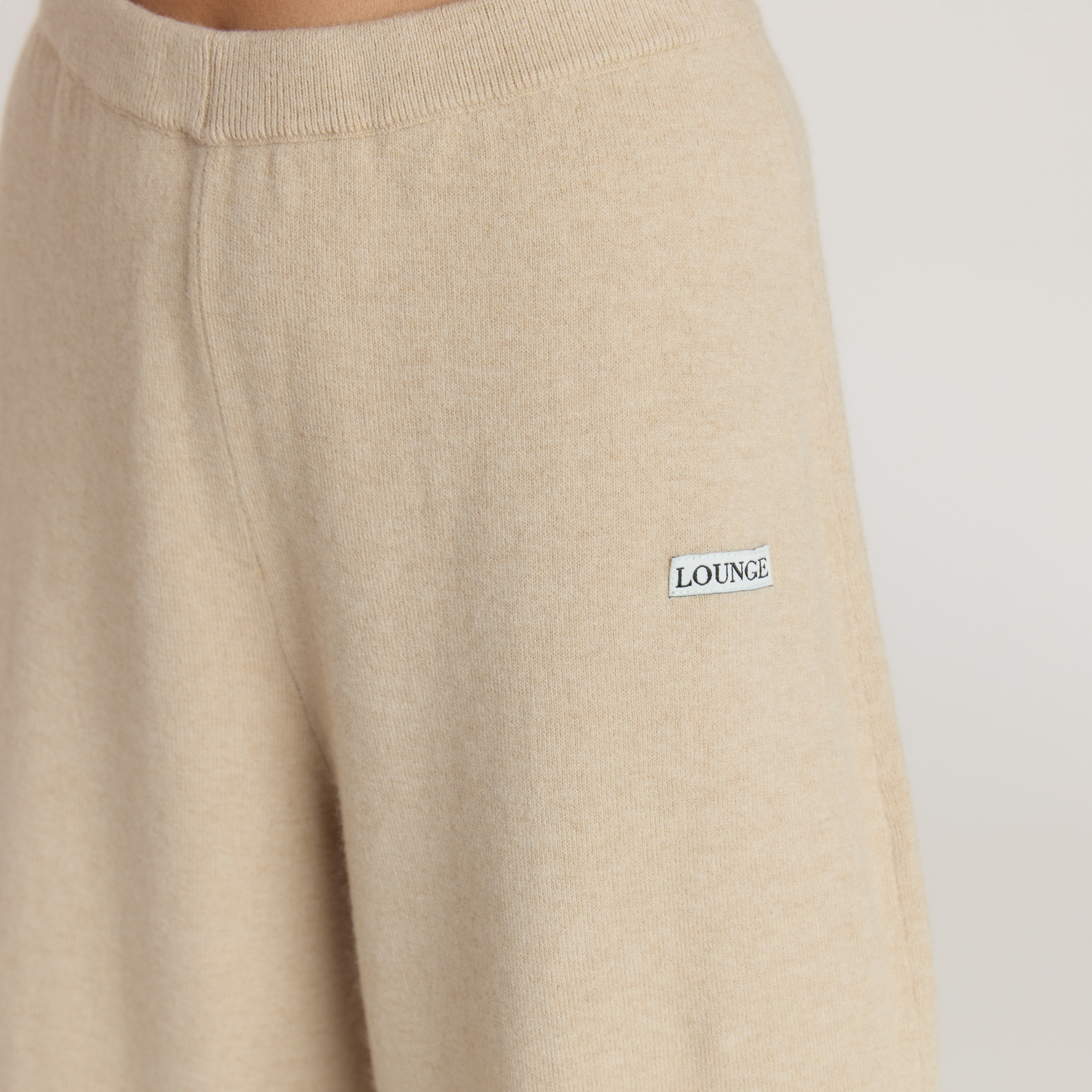 Barrel Leg Knitted Joggers - Oatmeal Marl