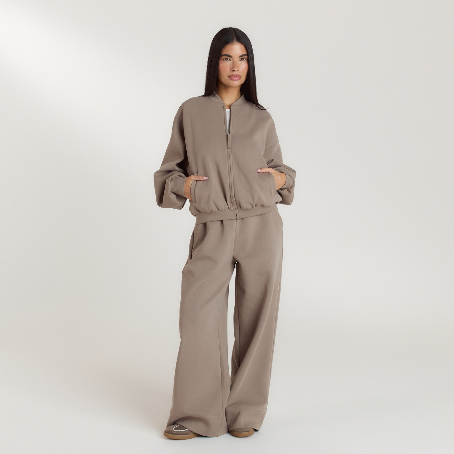 Neoprene Bomber Jacket - Taupe