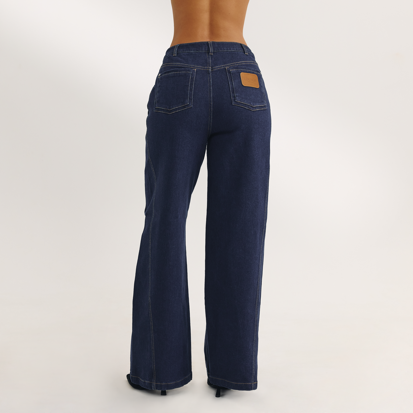Dipped-Waist Wide-Leg Jeans - Indigo Blue