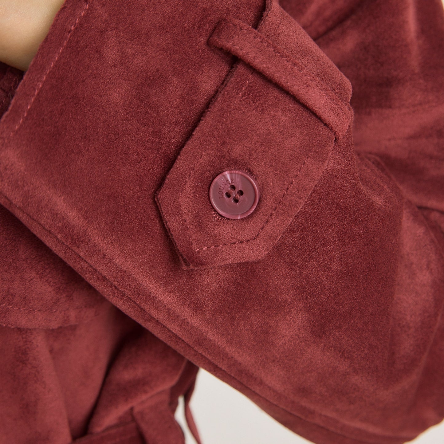 Suedette Trench Coat - Burgundy