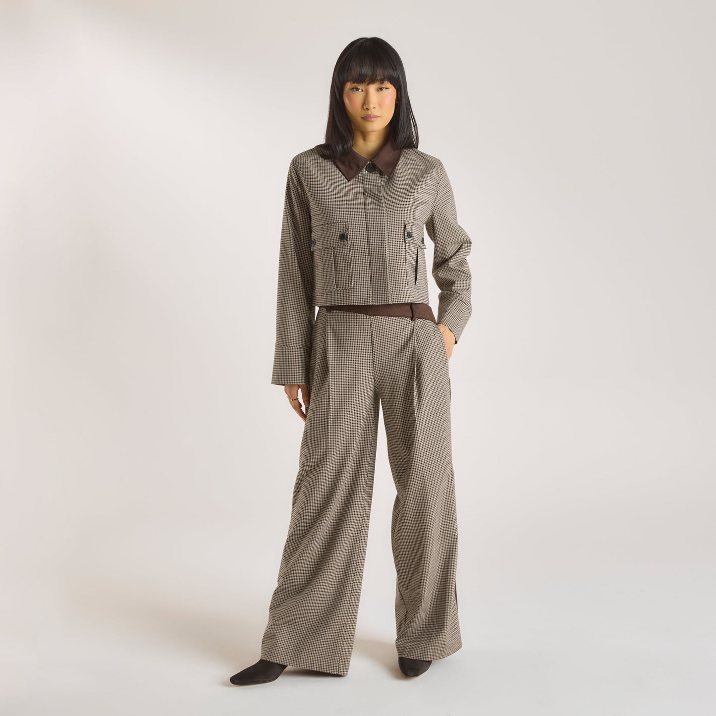 Houndstooth Jacket - Brown