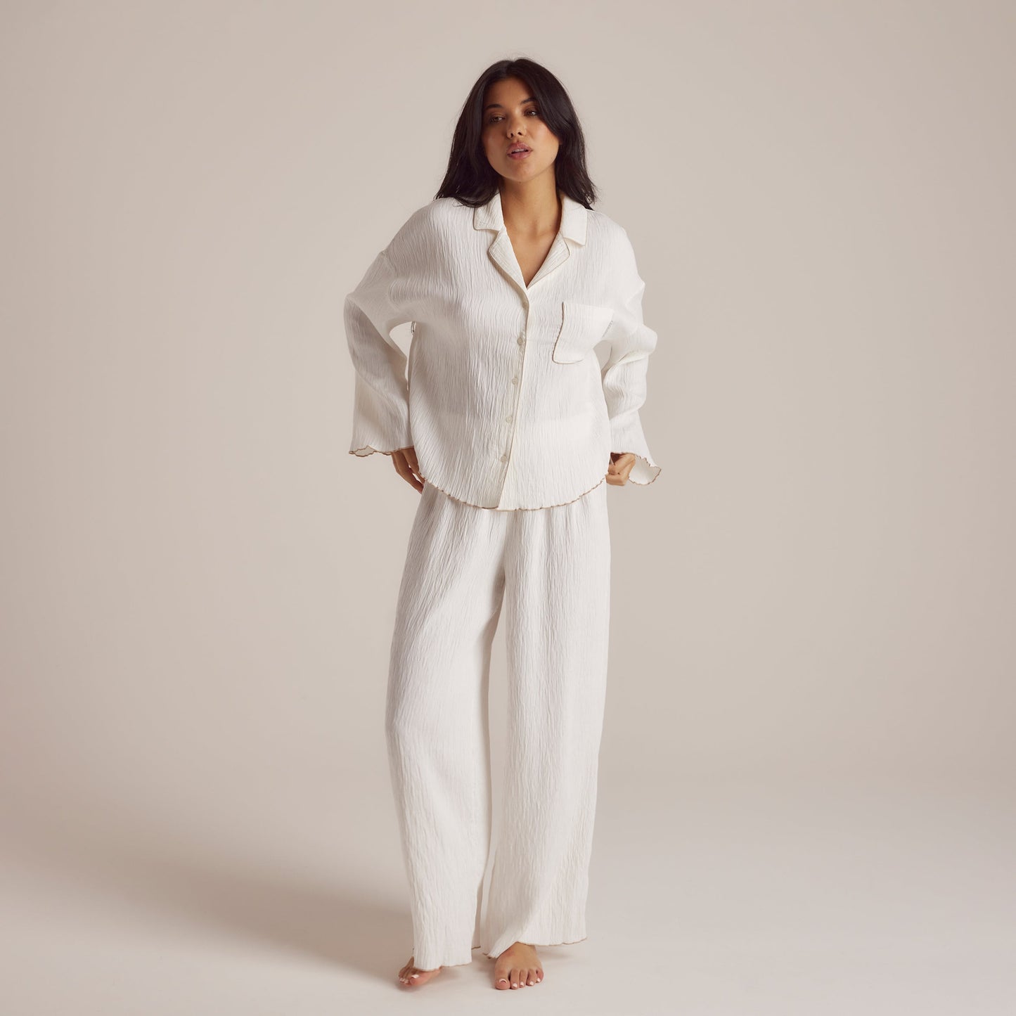 Crinkle Pajama Pants - White