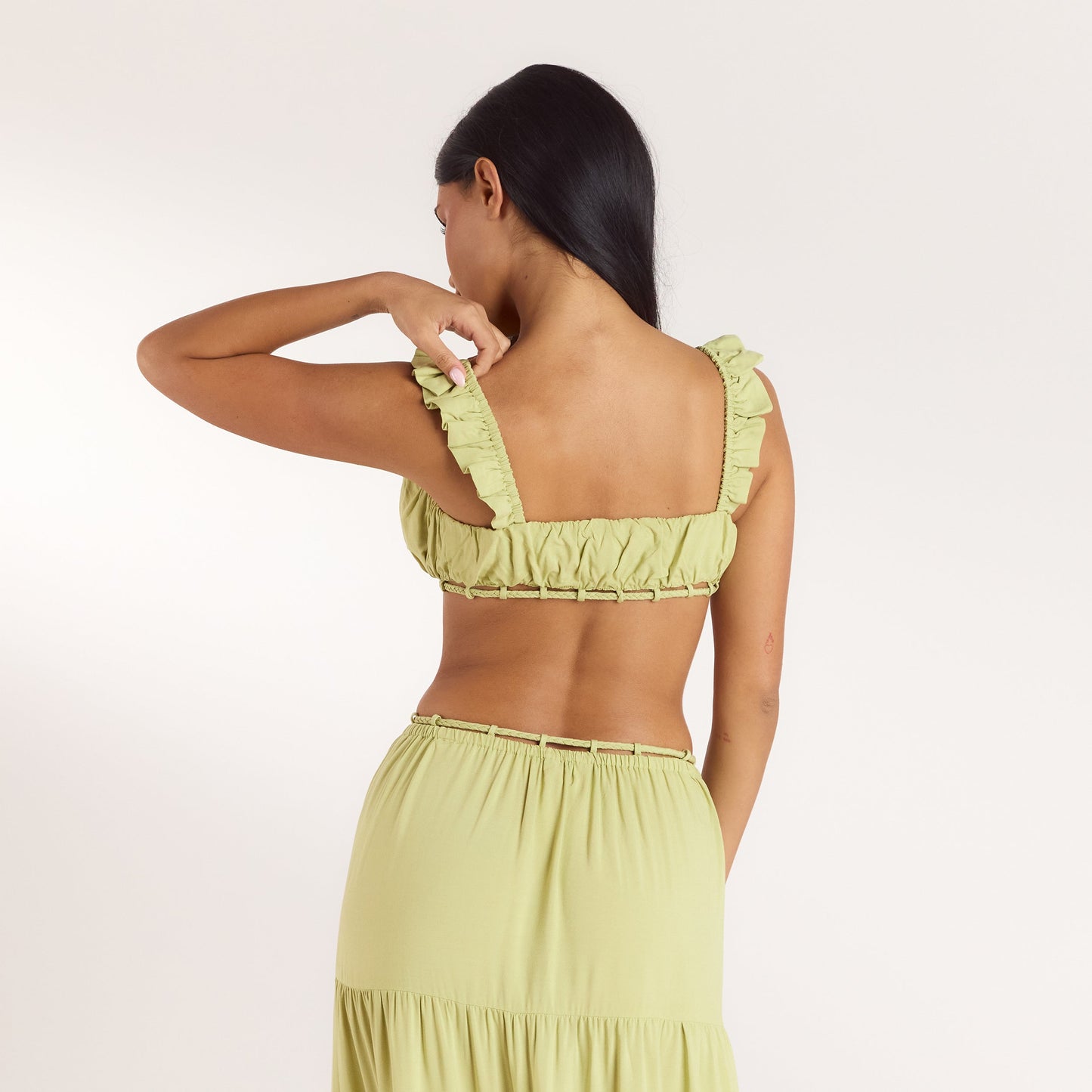 Ruched Bralette (Set) - Washed Lime