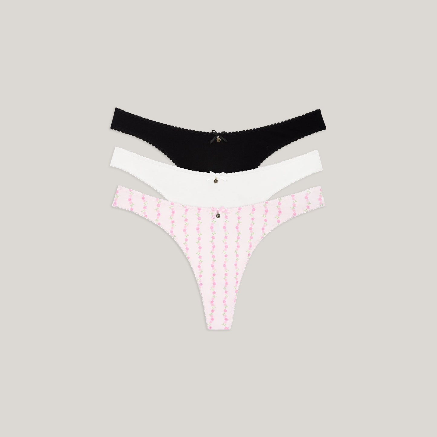 Cotton Kisses Thongs (3-Pack) - Pink Print