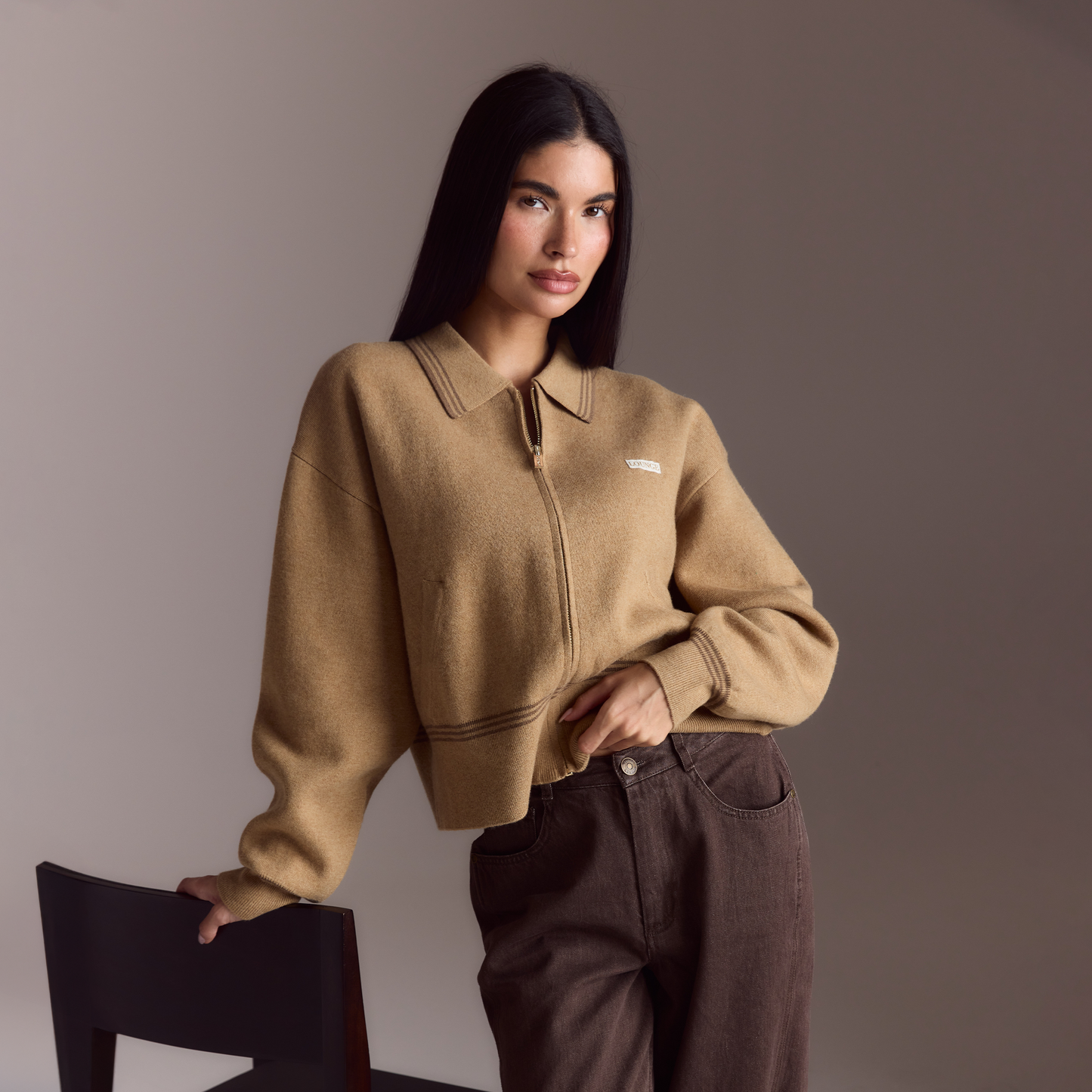 Knitted Jacket - Tan
