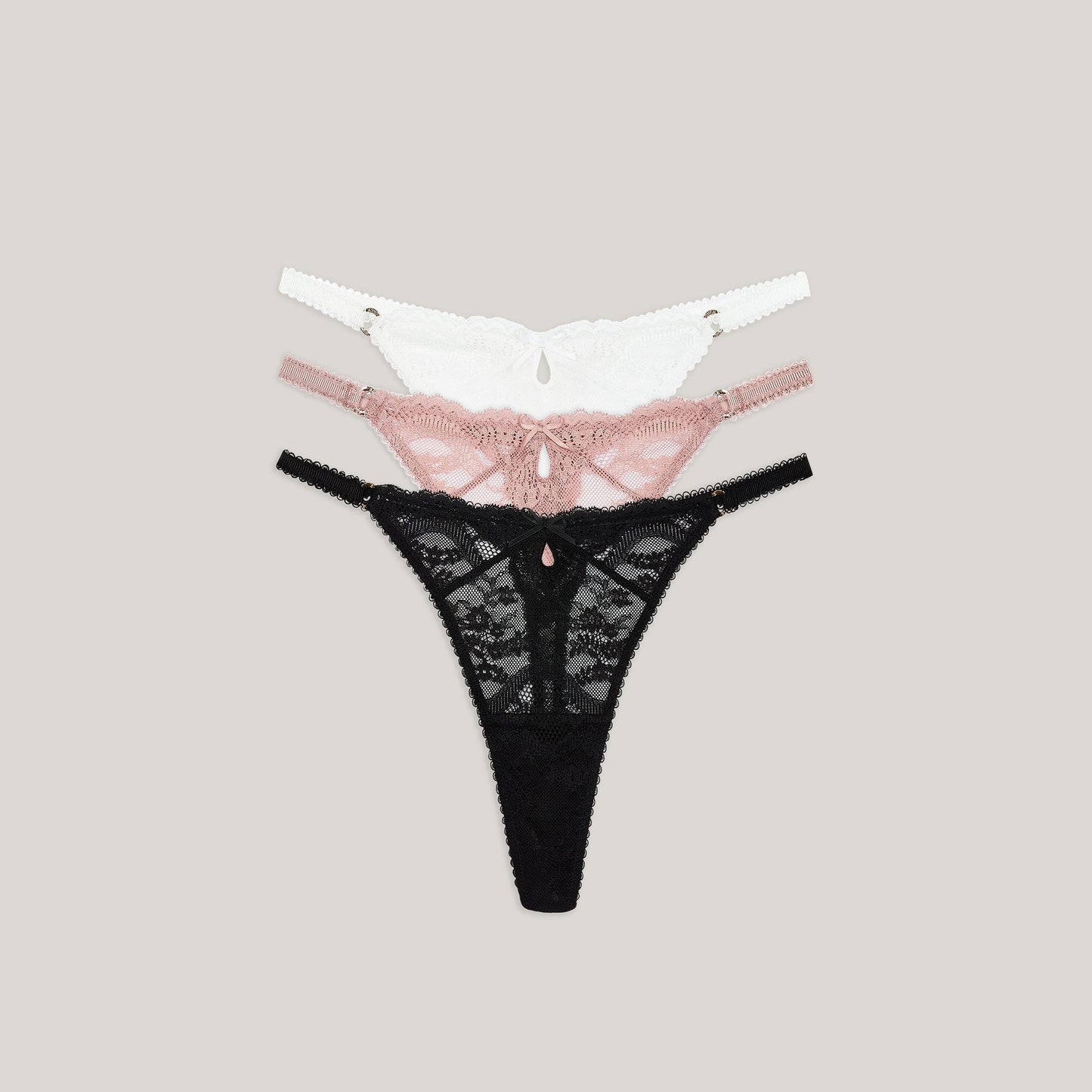 Lace Thongs (3-Pack) - Neutral