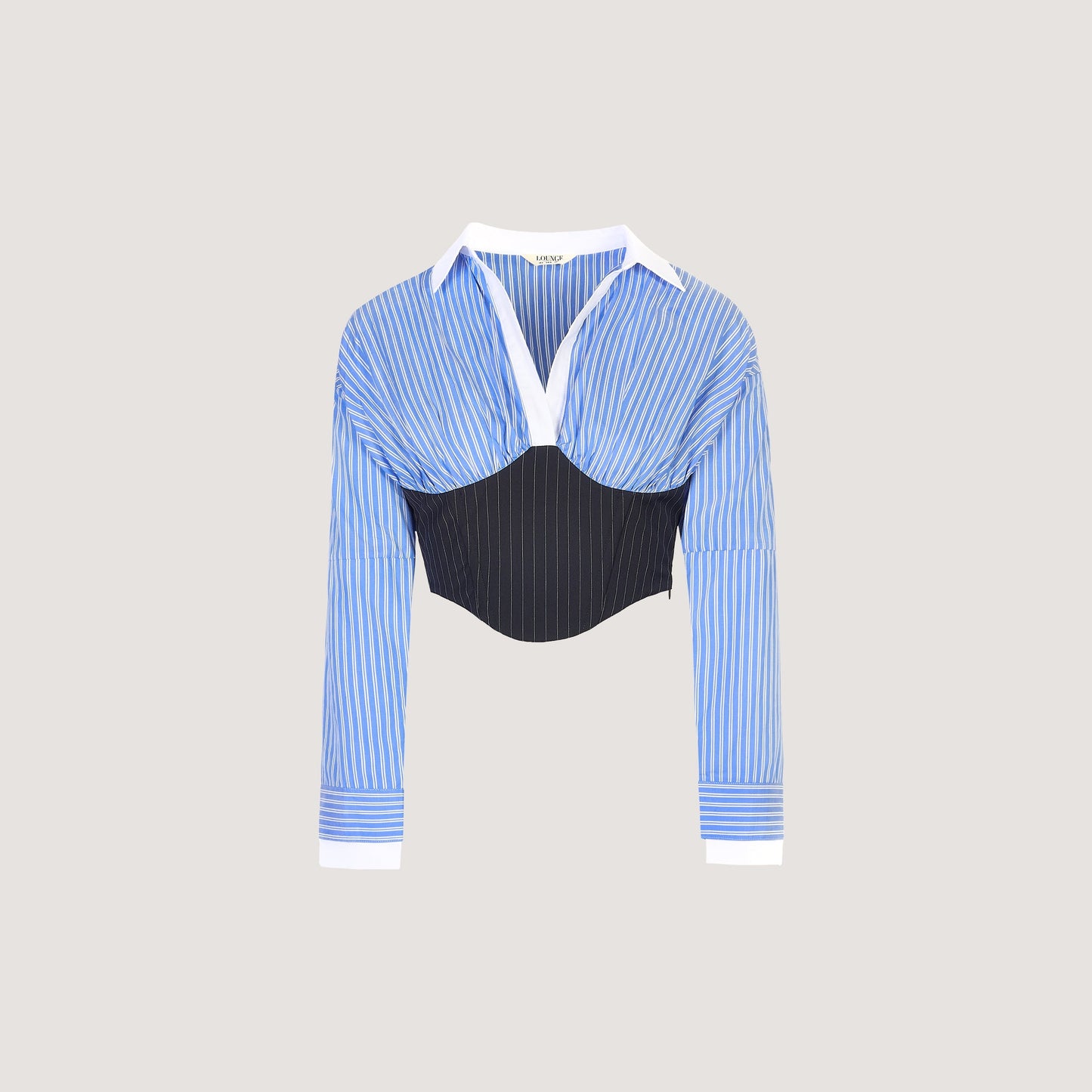 Long-Sleeved Corset Shirt - Blue