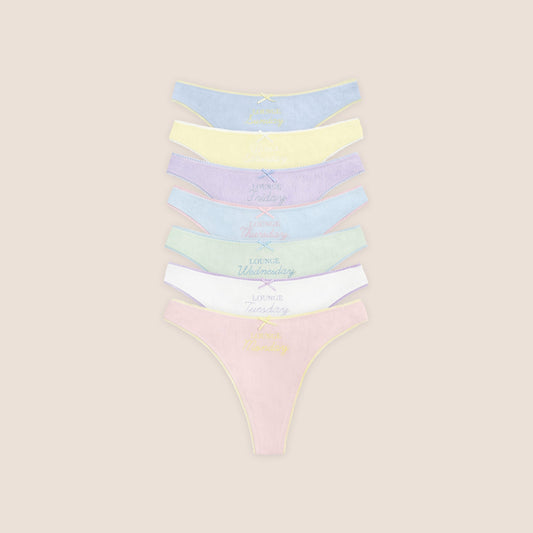 Days of the Week Thongs (7-Pack) - Multicolour Pastel