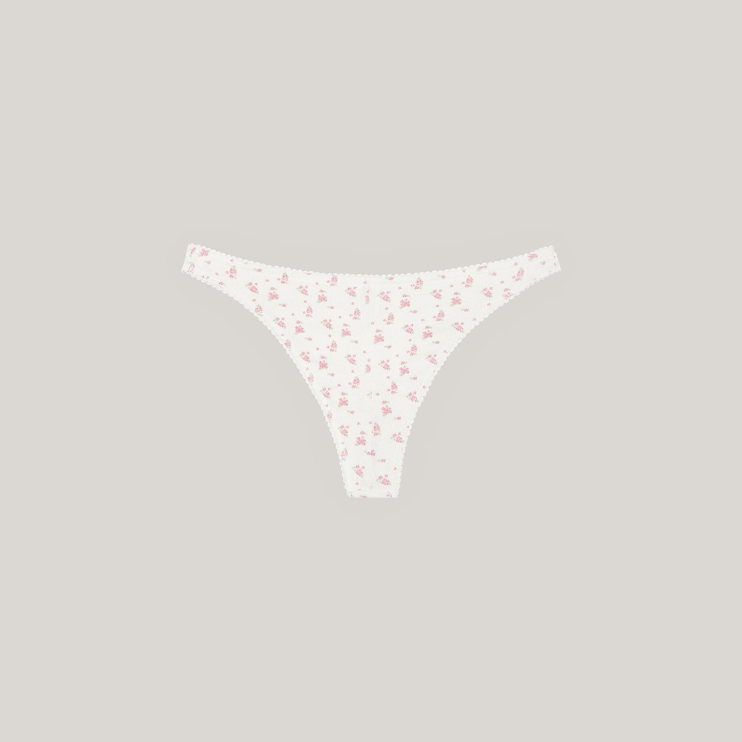 Pointelle Brazilian Briefs - Ivory Floral Print