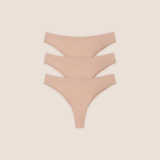 Seamless Bonded Brazilian Briefs (3-Pack) - Honey